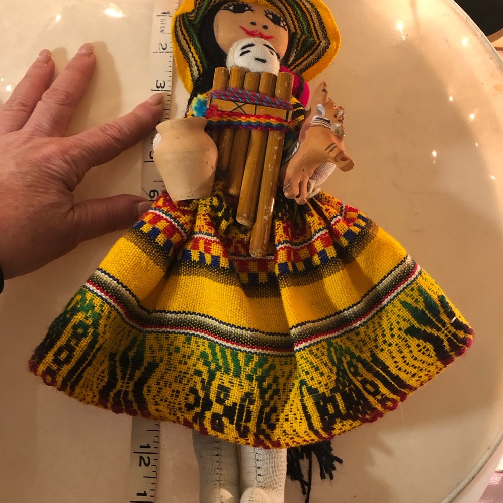 Colorful Peruvian Doll with Yellow Dress comes with Mexican best friend